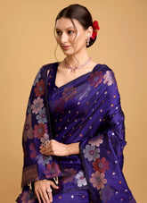 Royal Blue Colour Saree Looking Superb